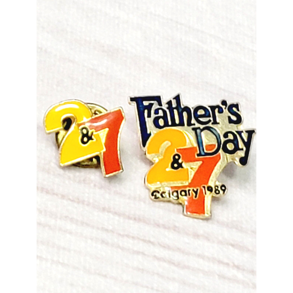 Fathers Day 2 & 7 Calgary 1989 Pins TV Media Enamel Lapel Pins Lot of 2